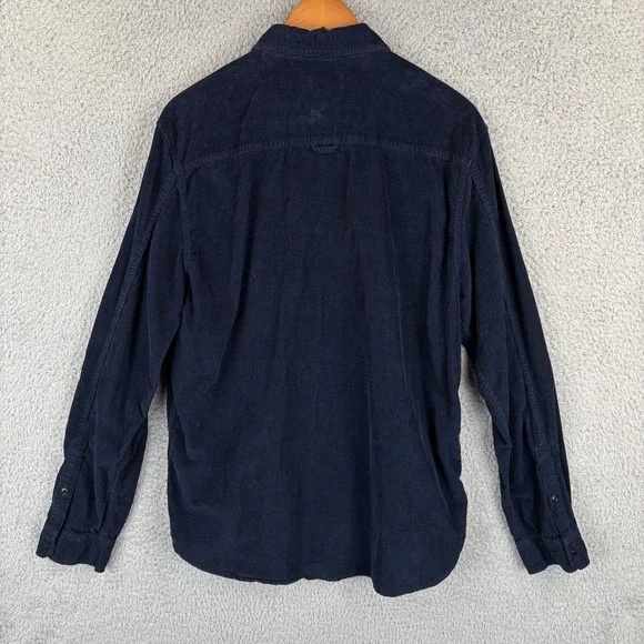 AG Adriano Goldschmied Corduroy Shirt Mens Large Navy Button Down Shirt Cotton - Picture 6 of 6